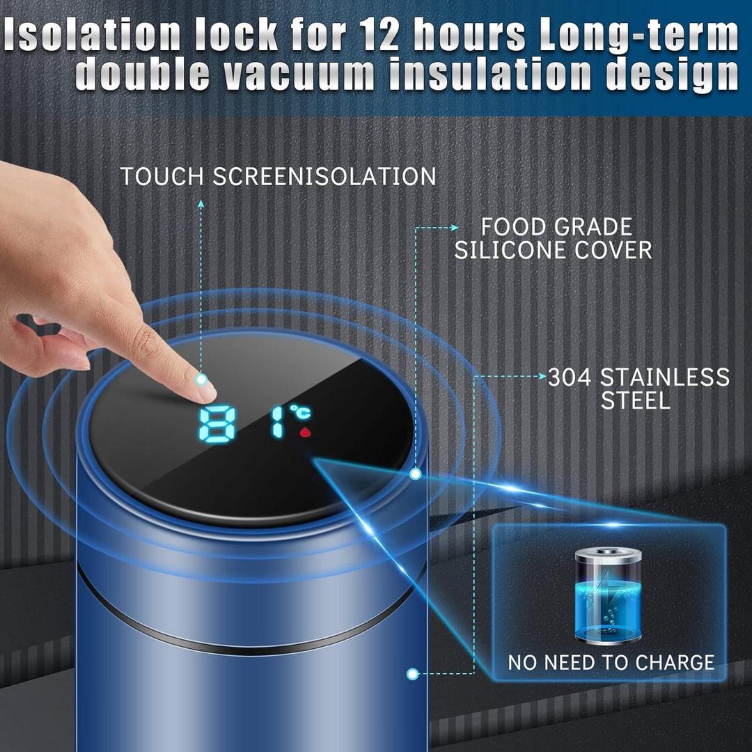 Insulated Black Temperature Water Bottle - 1 Pc Perfect For Gym Enthusiasts